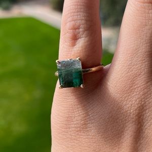 bi-colored green tourmaline one-of-a-kind ring!!